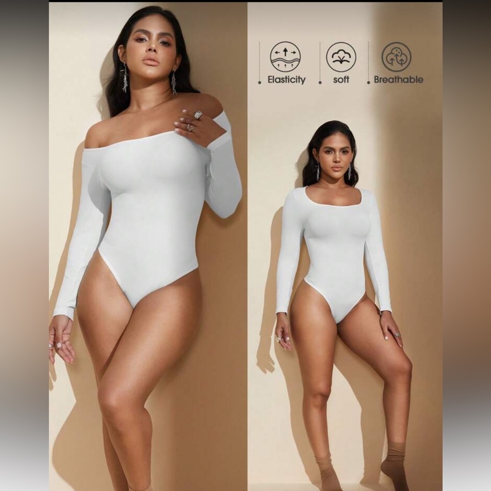 White Long-Sleeve slimming Bodysuit